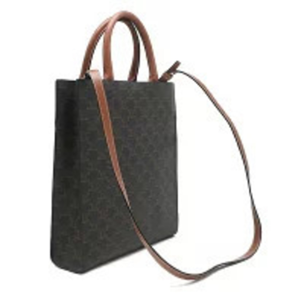 Celine Vertical Cabas Leather Tan Brown Canvas Triomphe Bag Tote Tan Brown
